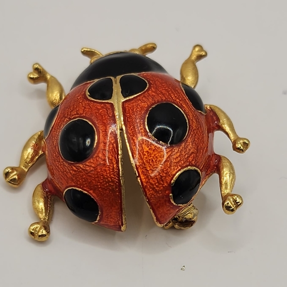 Vintage Giovanni ladybug brooch red, black, gold - Picture 3 of 5